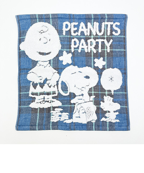 スヌーピー ウォッシュタオル ブルー チェック 今治タオル 西川 日本製 SNOOPY