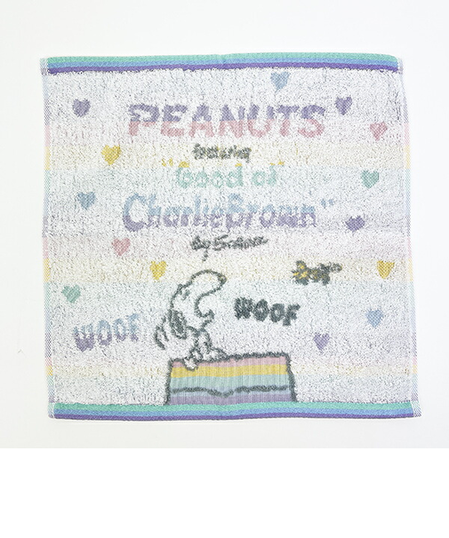 スヌーピー ウォッシュタオル ホワイト レインボー 西川 日本製 SNOOPY