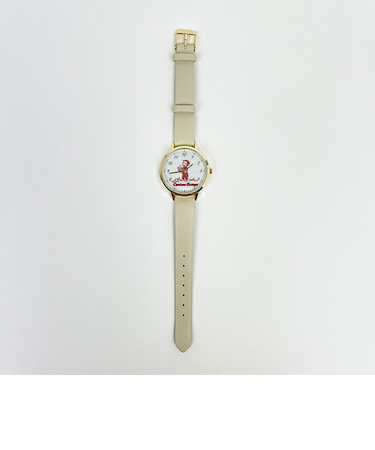 おさるのジョージ ベーシックレザーウォッチ ホワイト 時計