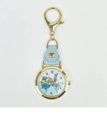 ミニオンズ レザーキーチェーンウォッチ ブルー 時計