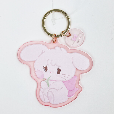 mikko illustrations ミッコ キャミー アクリル染色キーホルダー (ピンク)