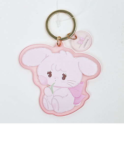 mikko illustrations ミッコ キャミー アクリル染色キーホルダー (ピンク)