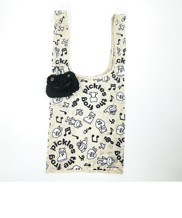 かえるのピクルス always music フェイスぬいぐるみエコバッグ ブラック