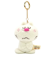 水森亜土 マスコット ねこ キーチェーン ホワイト ぬいぐるみ あどちゃん