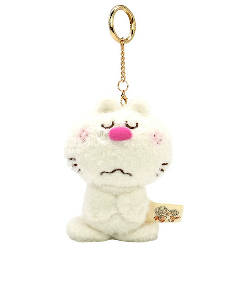 水森亜土 マスコット ねこ キーチェーン ホワイト ぬいぐるみ あどちゃん