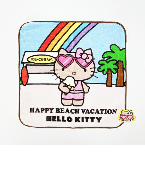 サンリオ ハローキティ 日焼け キティ 刺繍ハンドタオル アイス