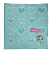 水森亜土 ハートのプレゼント ハンドタオル (ブルー) ハンカチ