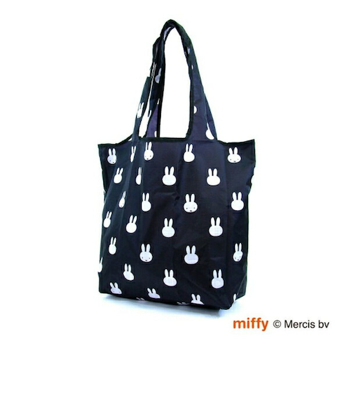 ミッフィー miffy 折りたたみエコバッグ(Mサイズ) フェイスブラック