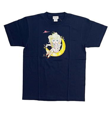 水森亜土 ツキ 半袖Tシャツ(M) メトロブルー アパレル