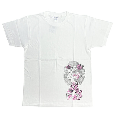 水森亜土 ニンギョ 半袖Tシャツ(M) ホワイト アパレル