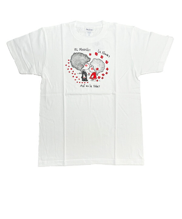 水森亜土 マリンカップル 半袖Tシャツ(M) ホワイト アパレル