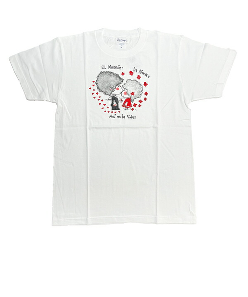 水森亜土 マリンカップル 半袖Tシャツ(M) ホワイト アパレル