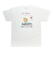 水森亜土 summer 半袖Tシャツ(M) ホワイト アパレル