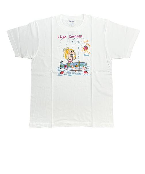 水森亜土 summer 半袖Tシャツ(M) ホワイト アパレル