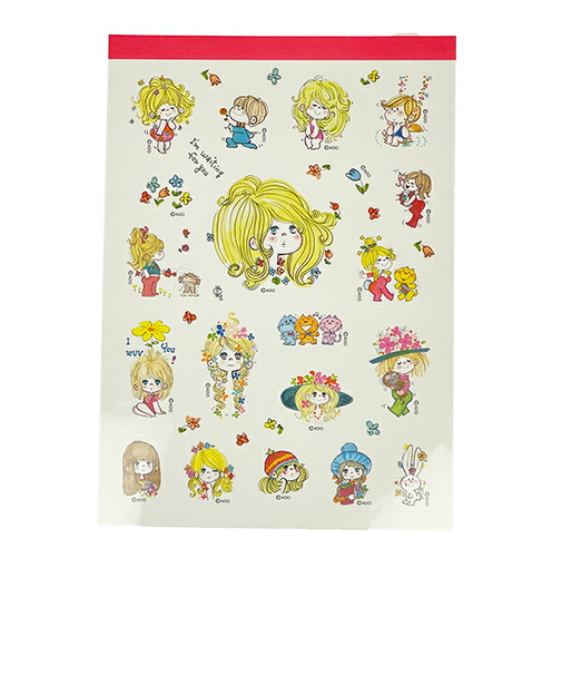 水森亜土 メモパッド(シール付き) ホワイト 文具 日本製