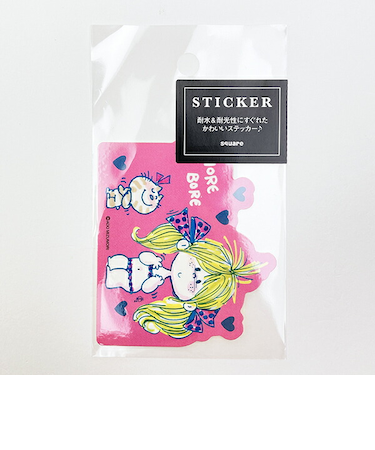 水森亜土 ダイカット ステッカー 濃ピンク シール 文具 日本製