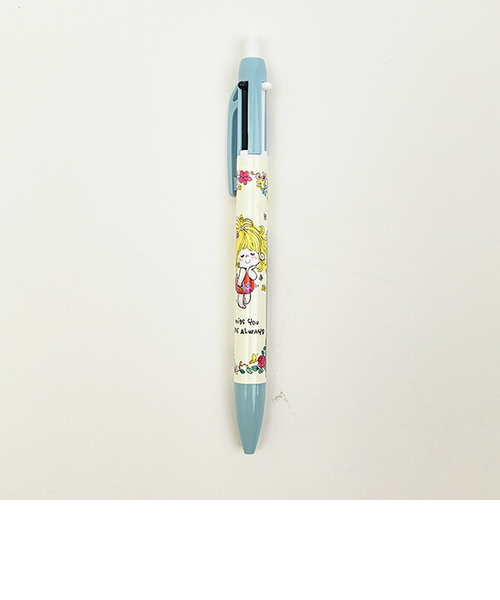 水森亜土 シャープ＆2色ボールペン 水色 文具｜パーフェクトワールドの