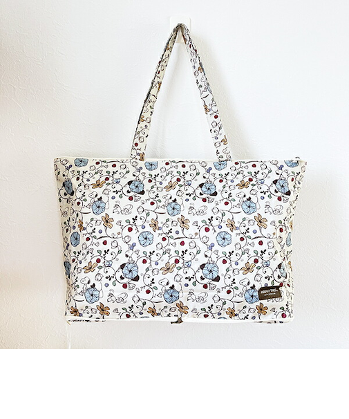 スヌーピー 折りたたみトートバッグ フラワーベージュ トラベル SNOOPY