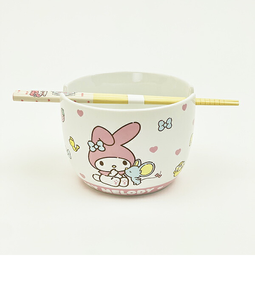 サンリオ マイメロディ 陶器製ボウル箸セット いつもいっしょの