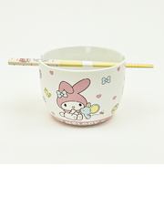 サンリオ マイメロディ 陶器製ボウル箸セット いつもいっしょのお友だちシリーズ Sanrio