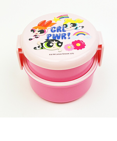 パワーパフガールズ 抗菌丸型ランチボックス2段(フォーク付) パワパフ 日本製