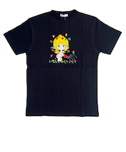 水森亜土 水やり柄 コットン半袖Tシャツ(M) ネイビー アパレル