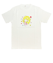 水森亜土 少女柄 コットン半袖Tシャツ(L) ホワイト アパレル