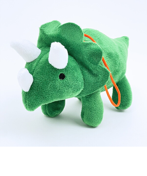 ふわダイナソーコレクション 本格派 トリケラトプス ストラップ付 ぬいぐるみ (グリーン) 恐竜