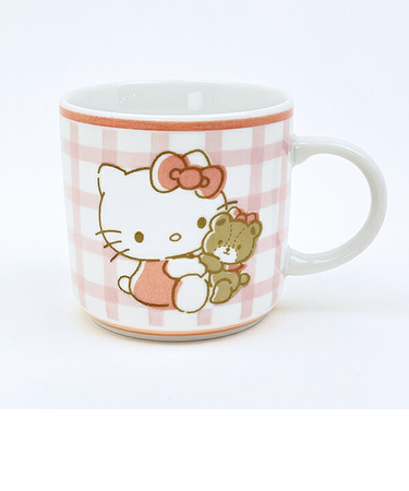 サンリオ ハローキティ 染付マグカップ チェック コップ 日本製 Sanrio