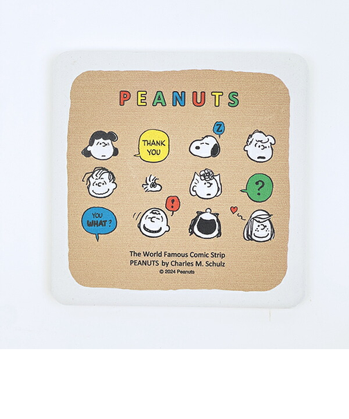 スヌーピー トーク 角型陶製吸水コースター (レトロカラー) キッチン SNOOPY