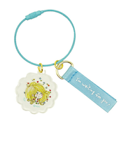 水森亜土 2チャームワイヤーキーリング ブルー キーホルダー