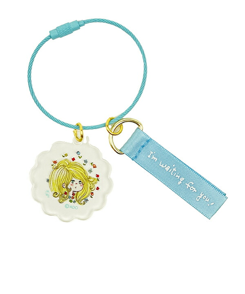 水森亜土 2チャームワイヤーキーリング ブルー キーホルダー