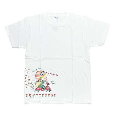 水森亜土 スクーター 半袖Tシャツ(M) ホワイト アパレル