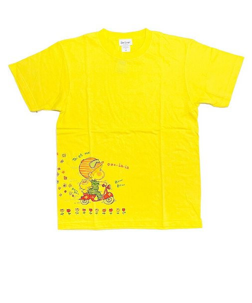水森亜土 スクーター 半袖Tシャツ(M) イエロー アパレル