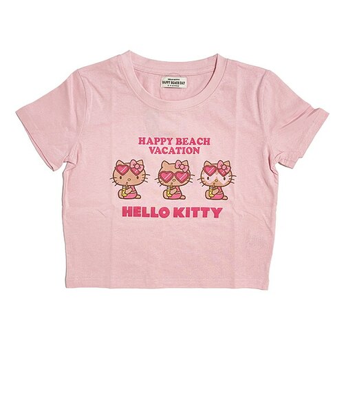 サンリオ 日焼け キティ クロップド半袖Tシャツ(M) ピンク アパレル