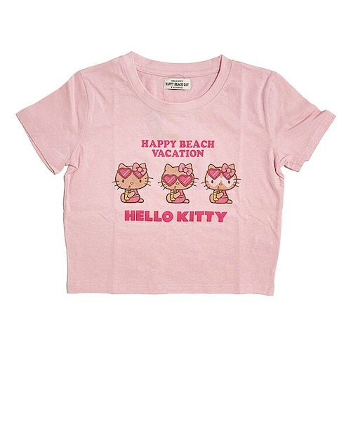 サンリオ 日焼け キティ クロップド半袖Tシャツ(M) ピンク アパレル