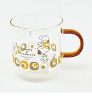 スヌーピー ブラウン・キューブ カラーハンドル耐熱ガラスマグカップ コップ 日本製 SNOOPY