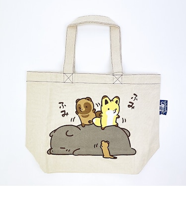 タヌキとキツネ 刺繍B4トートバッグ
