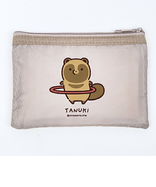 タヌキとキツネ タヌキ メッシュミニポーチ