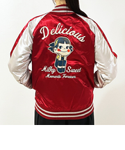 ペコちゃん 刺繍スカジャン(L) ワイン×シルバー ブルゾン アパレル