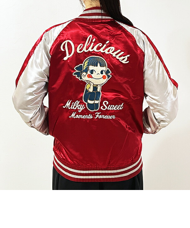 ペコちゃん 刺繍スカジャン(L) ワイン×シルバー ブルゾン アパレル