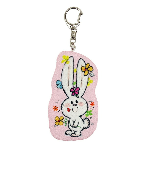 未使用品　水森亜土 プルぴゅんキーチェーン　赤いオープンカー キーホルダー 水森亜土 2チャームワイヤーキーリング ピンク キーホルダー