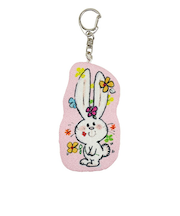 水森亜土 キーホルダー うさぎフラワー 日本製