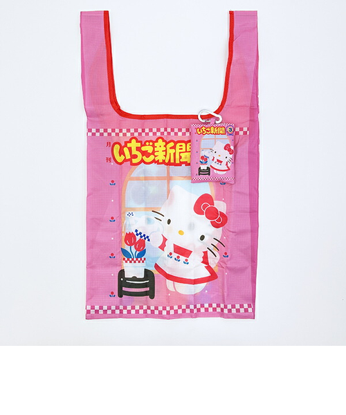 激レア　平成　サンリオ　ぷちぷちわんこ いちご柄　ショルダーバッグ　2002年 サンリオ いちご新聞 50th tetemo エコバッグ ピンク＆レッド Sanrio