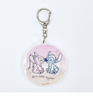 ディズニー スティッチ＆エンジェル 水彩 スライドアクリルキーホルダー Disney