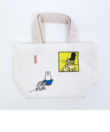 ミッフィー miffy 鳥獣戯画 ミニトートバッグ (アイボリー) 日本製