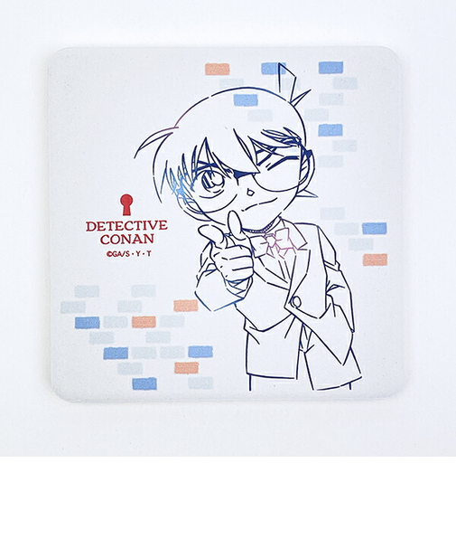 名探偵コナン ラインアート 角型陶製吸水コースター キッチン