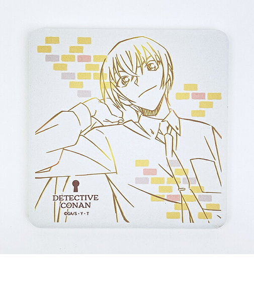 名探偵コナン 安室 ラインアート 角型陶製吸水コースター キッチン