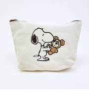 スヌーピー＆ベア 化粧ポーチ (モカ) SNOOPY