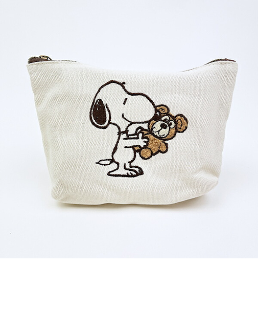 スヌーピー＆ベア 化粧ポーチ (モカ) SNOOPY